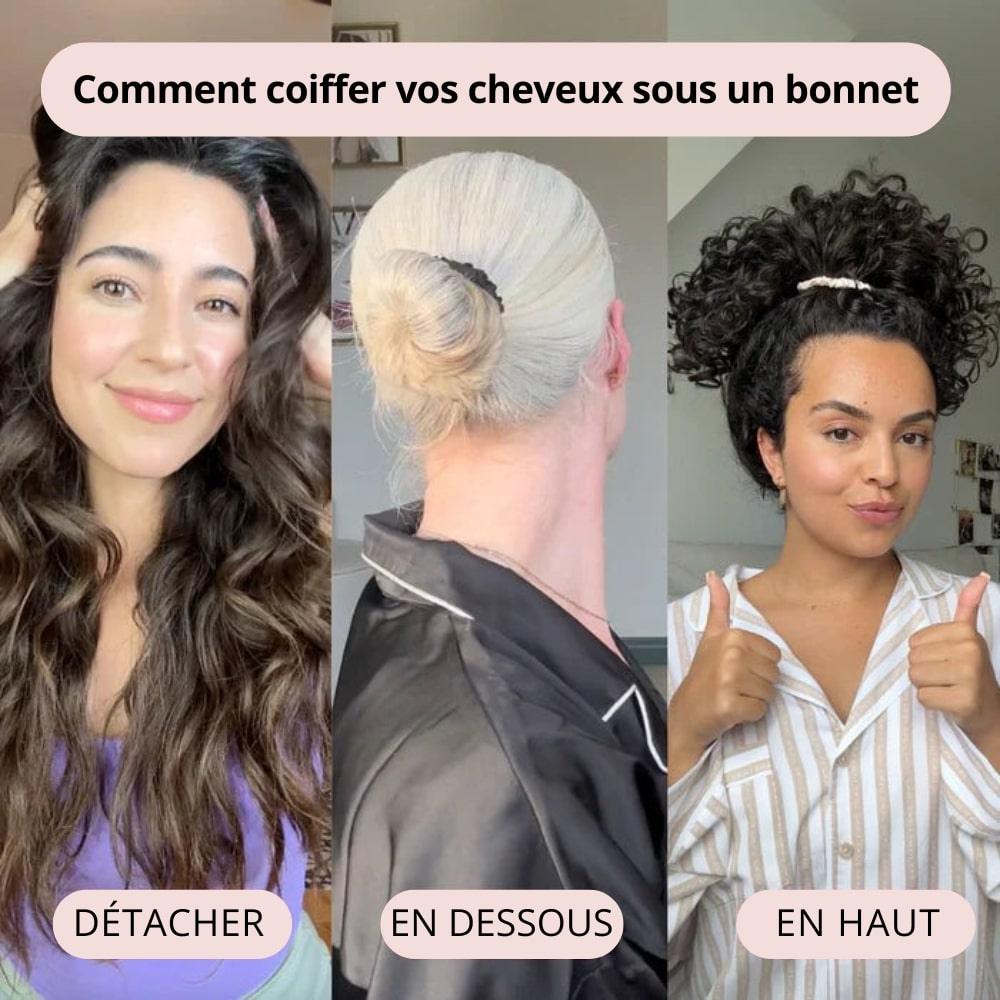 Étapes pour placer et protéger ses cheveux sous un bonnet en satin
